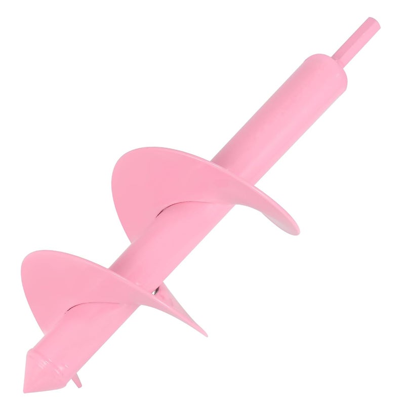 Genubi Industry Pretty Pink 4 x 12 Inch Auger Drill Bit for Planting, Garden Spiral Drill Bit Bulb Planter Drill Auger for Planting Bulb Flower, Bedding, Post or Umbrella Hole Digger for 3/8" Hex - Image 1